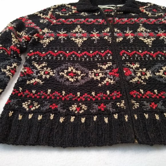 David Brooks Women's Jacket Silk Blend Full Zip Black Red Hand Knit Size Medium - Picture 2 of 5